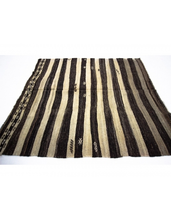 Striped Ivory & Brown Natural Kilim Rug