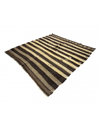 Striped Ivory & Brown Natural Kilim Rug