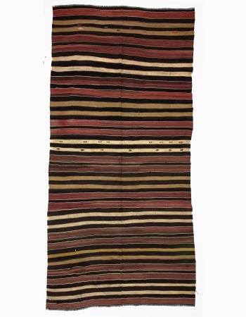 Striped Vintage Wool Turkish Kilim Rug