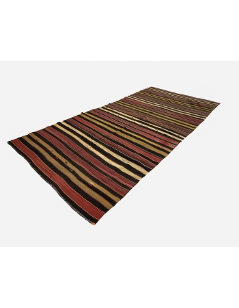 Striped Vintage Wool Turkish Kilim Rug