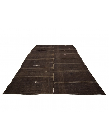 Vintage Modern Brown Goat Hair Kilim Rug