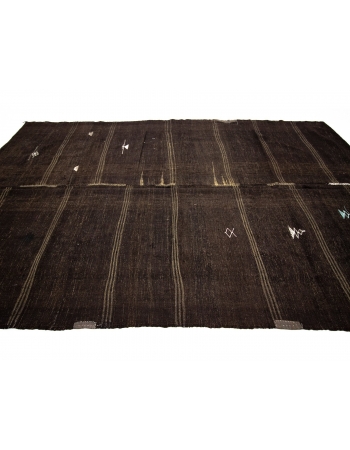 Vintage Modern Brown Goat Hair Kilim Rug