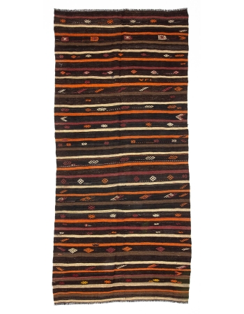 Striped Vintage Turkish Kilim Rug