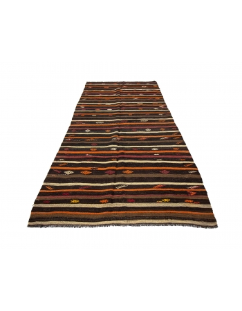 Striped Vintage Turkish Kilim Rug