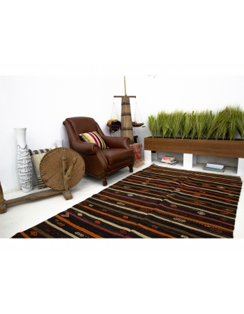 Striped Vintage Turkish Kilim Rug