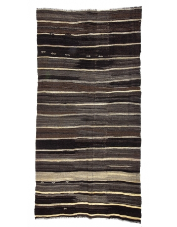 Gray & Brown Vintage Turkish Modern Kilim