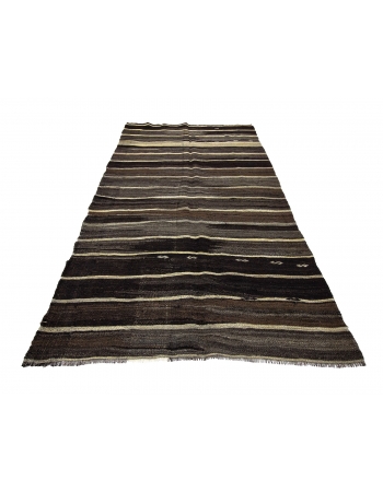 Gray & Brown Vintage Turkish Modern Kilim