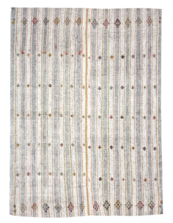 Vintage Striped Turkish Modern Kilim Rug