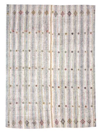 Vintage Striped Turkish Modern Kilim Rug