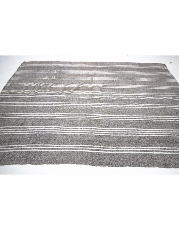 Gray & White Striped Vintage Kilim Rug