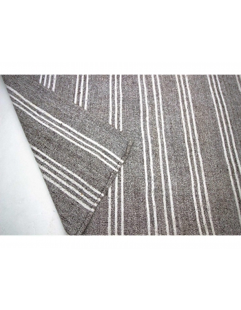 Gray & White Striped Vintage Kilim Rug