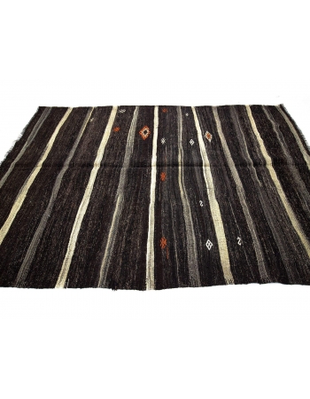 Striped Vintage Brown Kilim Rug