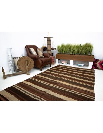 Striped One of a Kind Vintage Kilim Rug