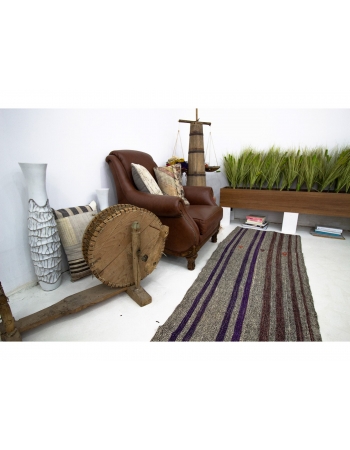 Vertical Striped Long Turkish kilim Runner Rug