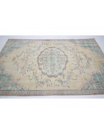 Washed Out Vintage Turkish Oushak Rug - 4`9" x 8`0"