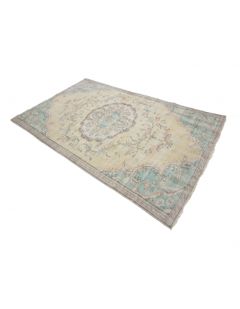 Washed Out Vintage Turkish Oushak Rug - 4`9" x 8`0"
