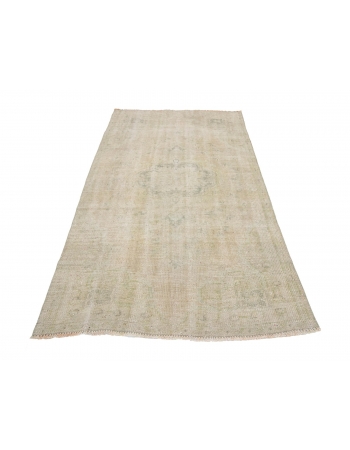 Distressed Washed Out Vintage Turkish Carpet - 4`2" x 7`1"