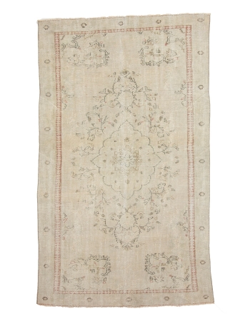 Washed Out Vintage Faded Oushak Rug - 5`11" x 9`10"