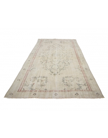 Washed Out Vintage Faded Oushak Rug - 5`11" x 9`10"