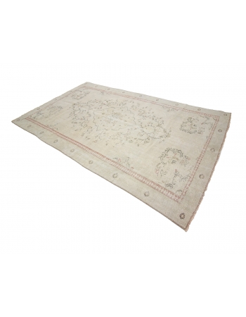 Washed Out Vintage Faded Oushak Rug - 5`11" x 9`10"