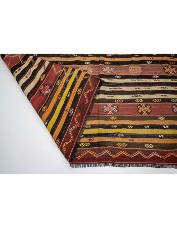 Embroidered Vintage Turkish Kilim Rug - 6`9" x 10`1"