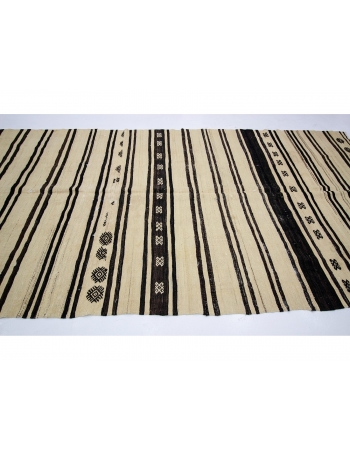 Black Striped Vintage Natural Kilim Rug - 6`0" x 12`2"