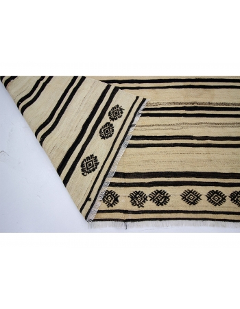 Black Striped Vintage Natural Kilim Rug - 6`0" x 12`2"