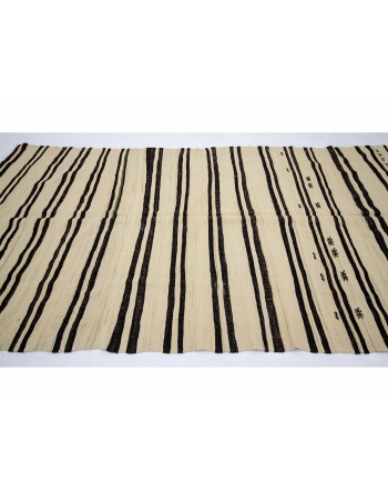 Striped Vintage Natural Turkish Kilim Rug - 5`7" x 11`9"