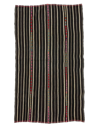 Striped Black Vintage Kilim Rug - 4`9" x 8`2"
