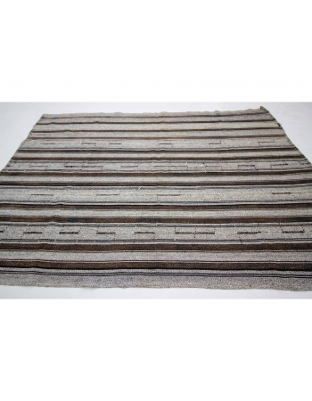 Gray Striped Vintage Modern Kilim Rug - 7`3" x 9`8"