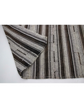 Gray Striped Vintage Modern Kilim Rug - 7`3" x 9`8"