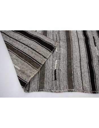 Striped Modern Vintage Gray Kilim Rug - 7`3" x 9`0"