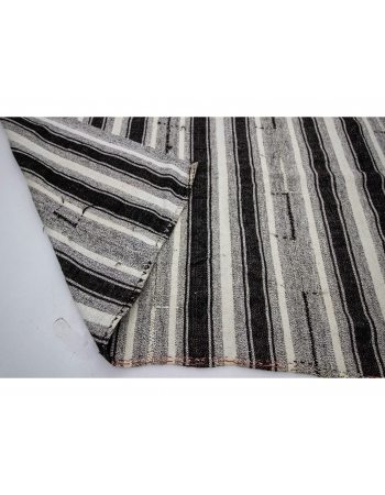 Black & Gray Striped Vintage Modern Kilim - 8`0" x 10`2"