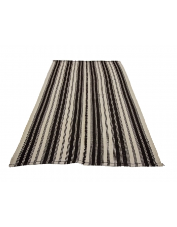 Striped Modern Vintage Turkish Kilim Rug - 4`5" x 6`11"