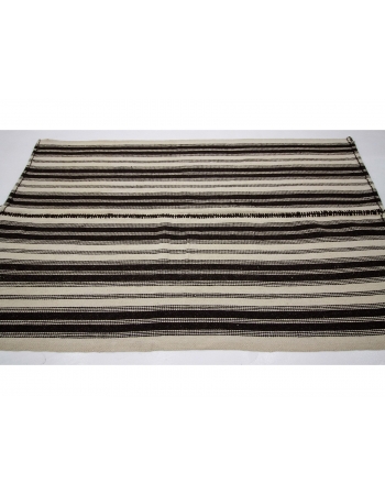 Striped Modern Vintage Turkish Kilim Rug - 4`5" x 6`11"