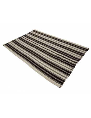 Striped Modern Vintage Turkish Kilim Rug - 4`5" x 6`11"