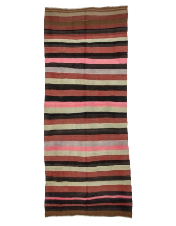 Striped Vintage Turkish Kilim Rug - 4`7" x 11`8"