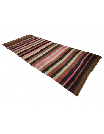 Striped Vintage Turkish Kilim Rug - 4`7" x 11`8"