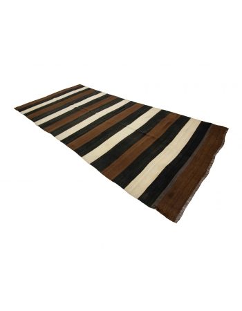 Striped Modern Vintage Natural Kilim - 4`8" x 10`0"