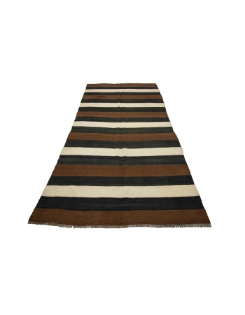 Striped Modern Vintage Natural Kilim - 4`8" x 10`0"
