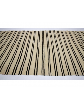 Vintage Modern Striped Natural Kilim Rug - 6`3" x 12`2"