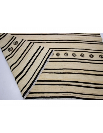 Vintage Modern Striped Natural Kilim Rug - 6`3" x 12`2"