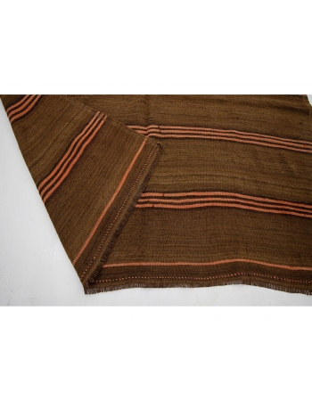 Brown Vintage Natural Turkish Kilim Rug - 5`4" x 11`3"