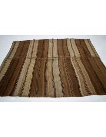 Striped Brown Vintage Natural Kilim rug - 6`0" x 8`4"