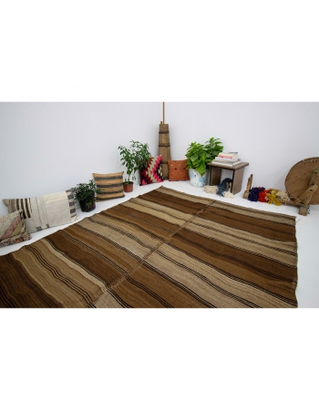 Striped Brown Vintage Natural Kilim rug - 6`0" x 8`4"