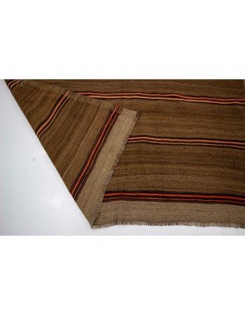 Orange & Brown Striped Vintage Kilim Rug - 5`11" x 10`0"