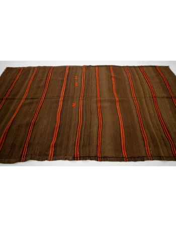Vintage Brown & Orange Striped Kilim Rug - 5`3" x 9`10"