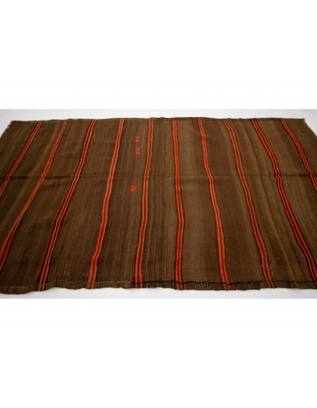 Vintage Brown & Orange Striped Kilim Rug - 5`3" x 9`10"
