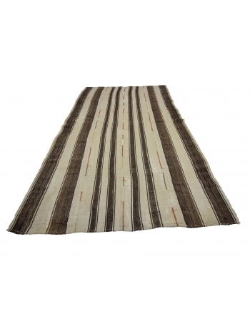 Striped Vintage Turkish Kilim Rug - 5`9" x 10`8"