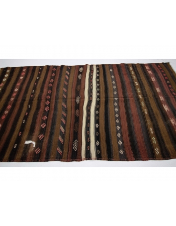 Striped Vintage Turkish Wool Kilim Rug - 5`4" x 9`8"